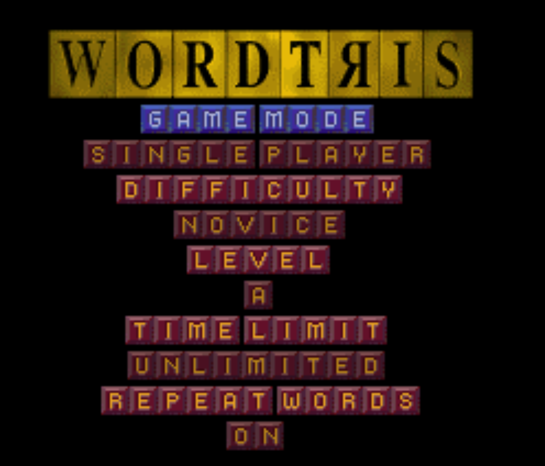 WordTris Title Screen